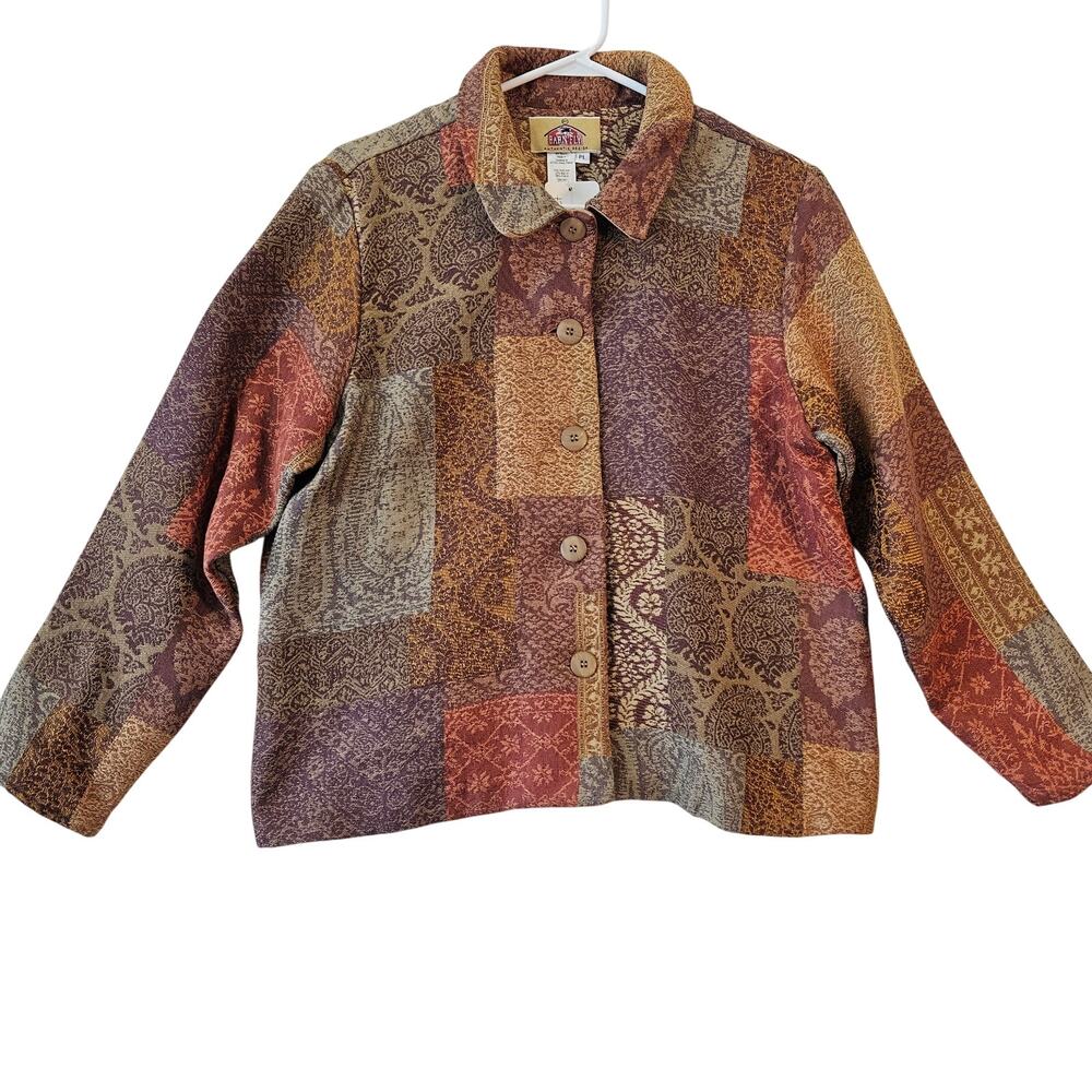 Barn Fly Vintage Tapestry Color Block Jacket Blazer Large Petite Grannycore